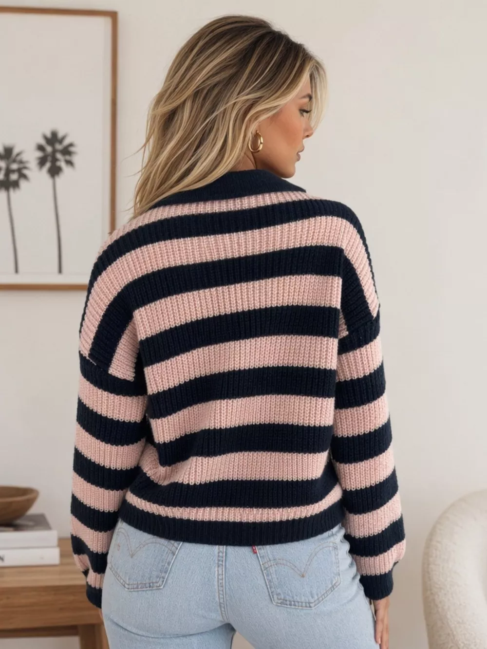 Striped Dropped Shoulder Sweater, image 9
