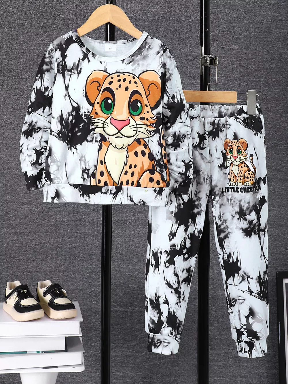 Children's Cheetah Tie-Dye Top and Pants Set