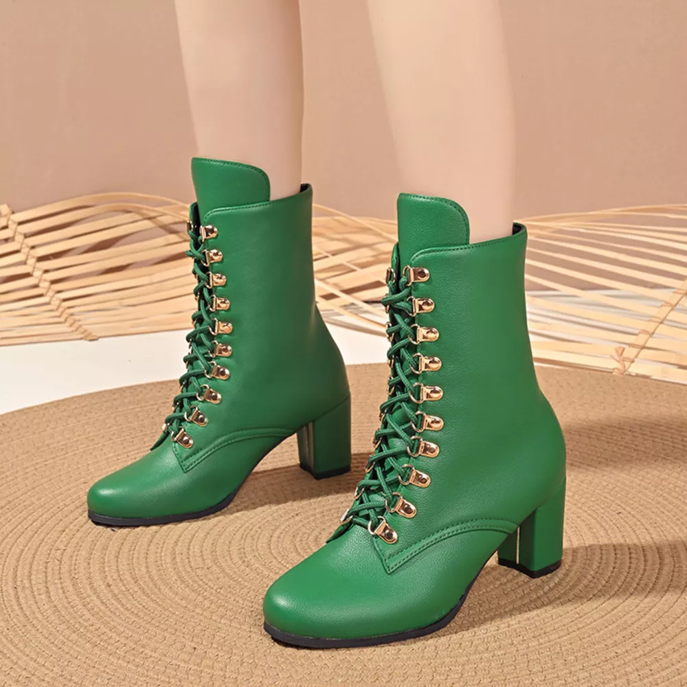 Lace-Up Boots with Block Heel, image 7