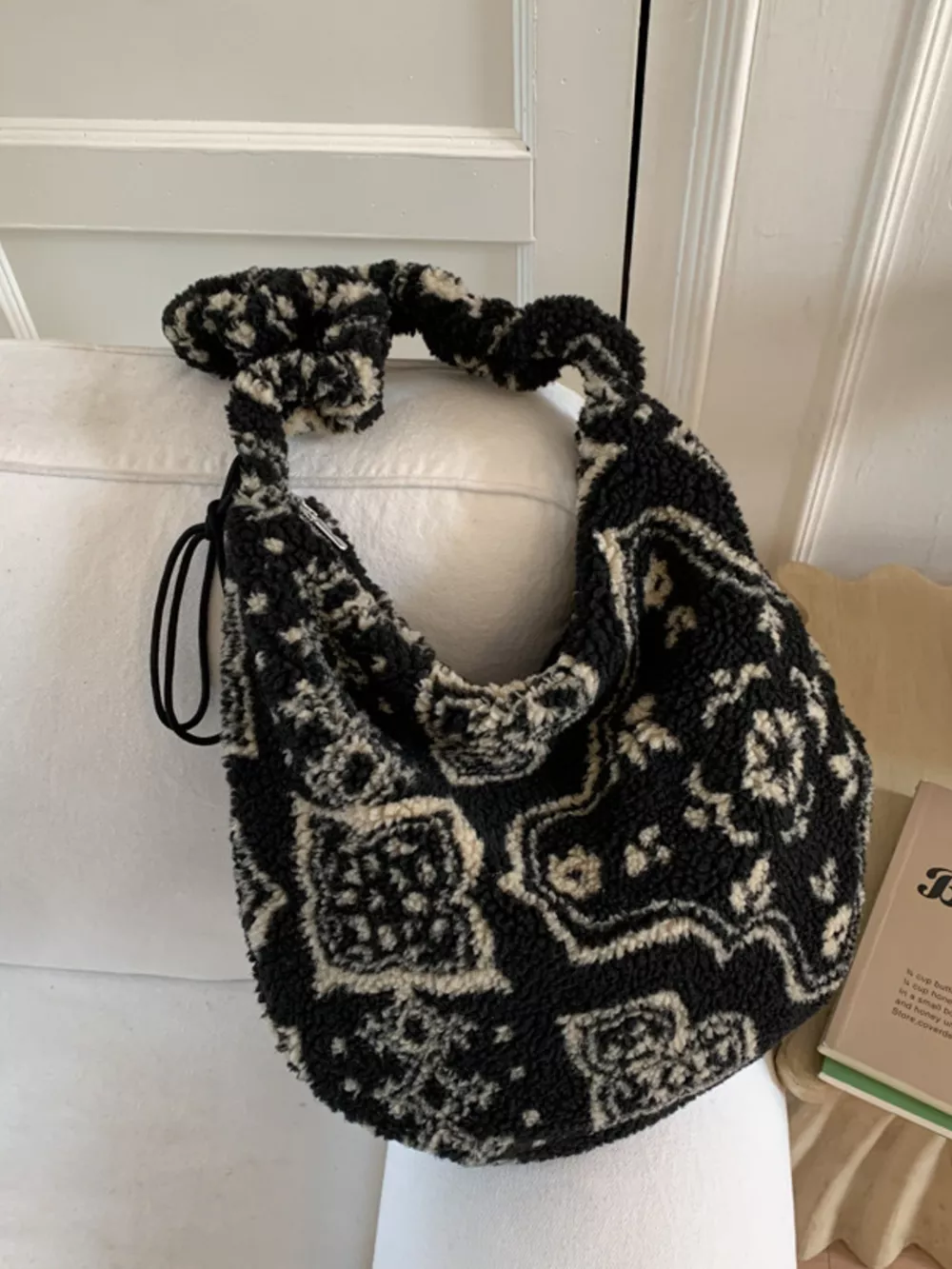 Sherpa Ruched Strap Handbag, image 2