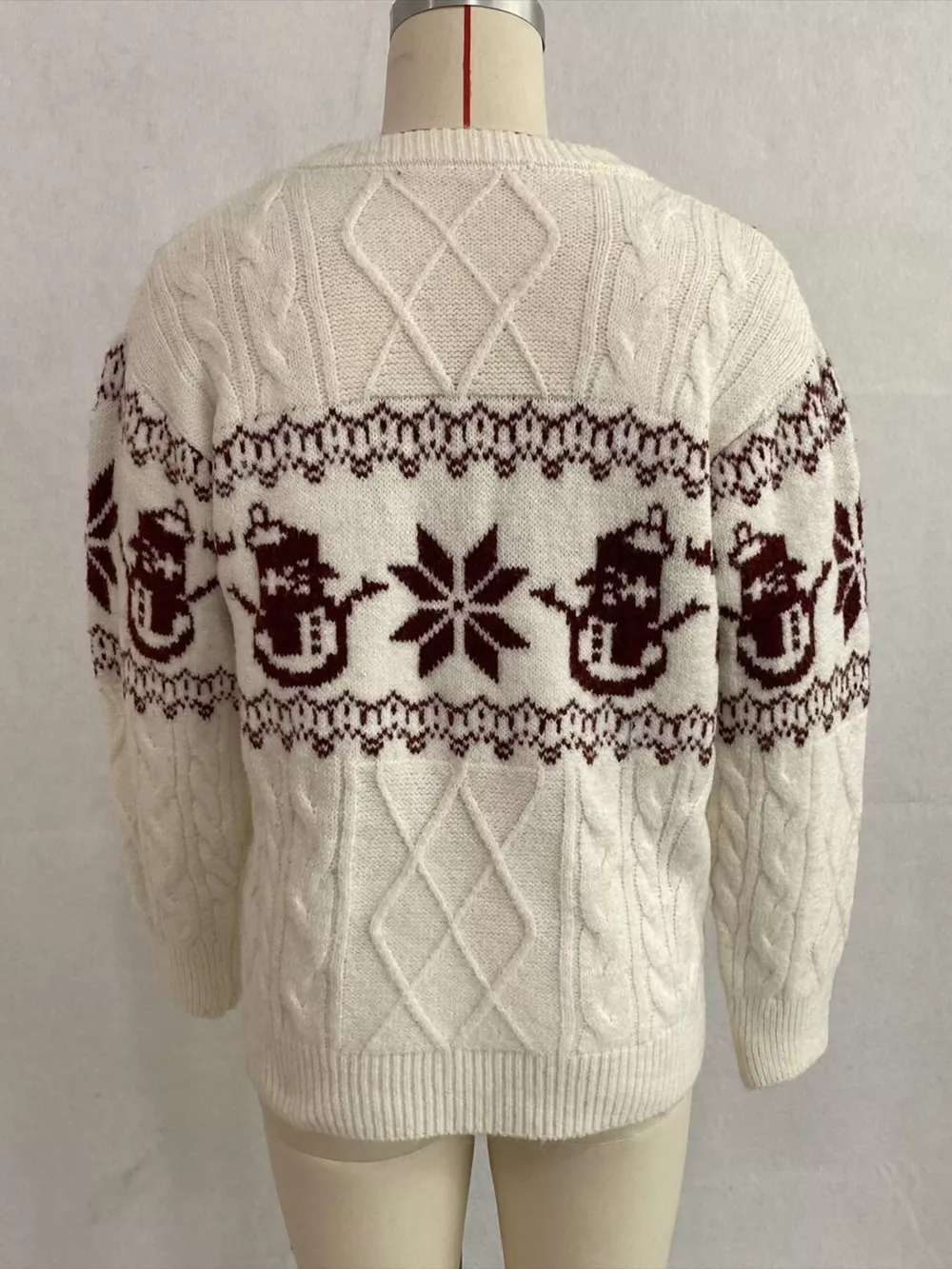 Christmas Snowman Pattern Cable Knit Sweater, image 8