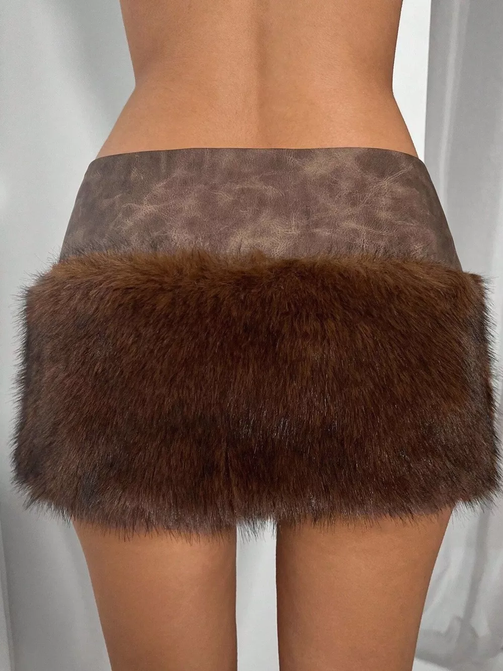 Faux Fur Trim Mini Skirt, image 3