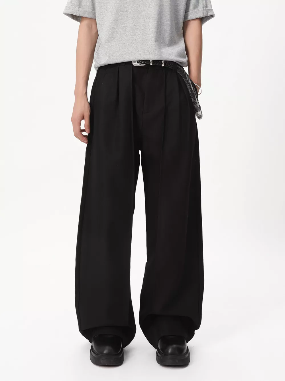 Men's Wide-Leg Pleated Pants, image 4