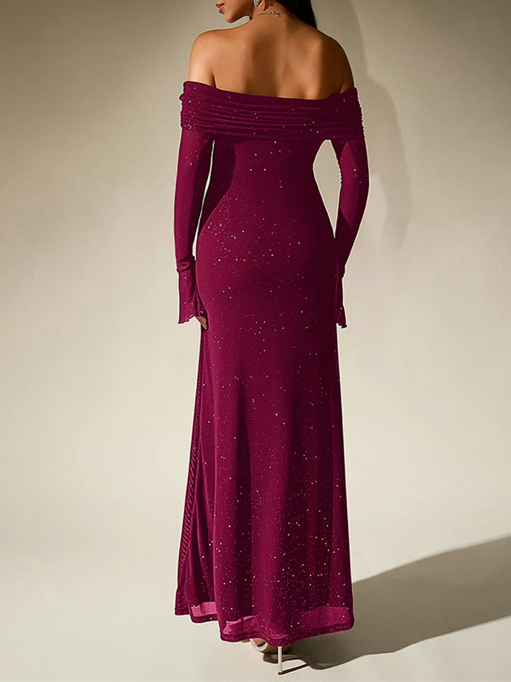 Glitter Off-Shoulder Maxi Dress, image 27