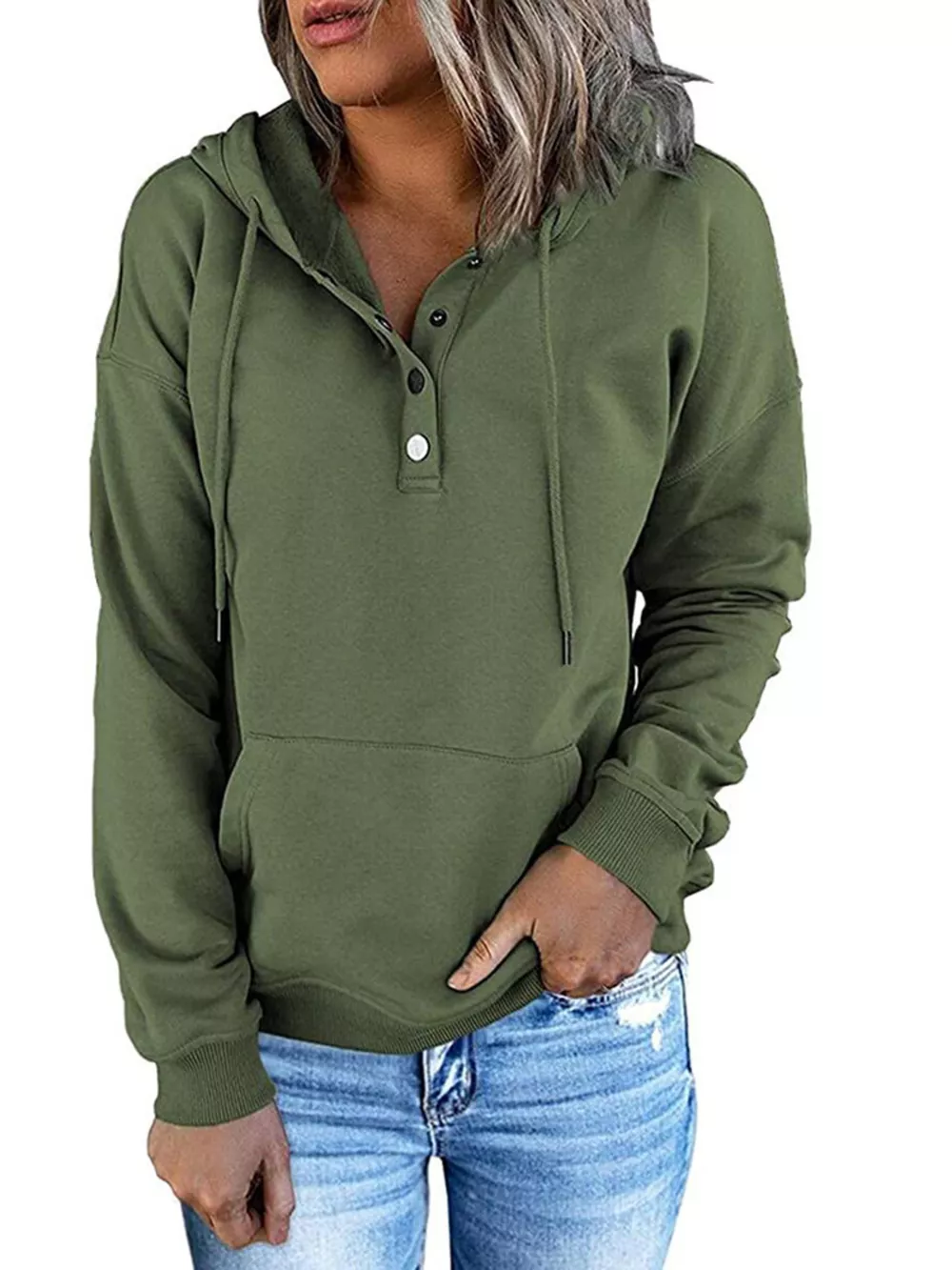 Full Size Kangaroo Pocket Drawstring Long Sleeve Hoodie Plus Size, image 11