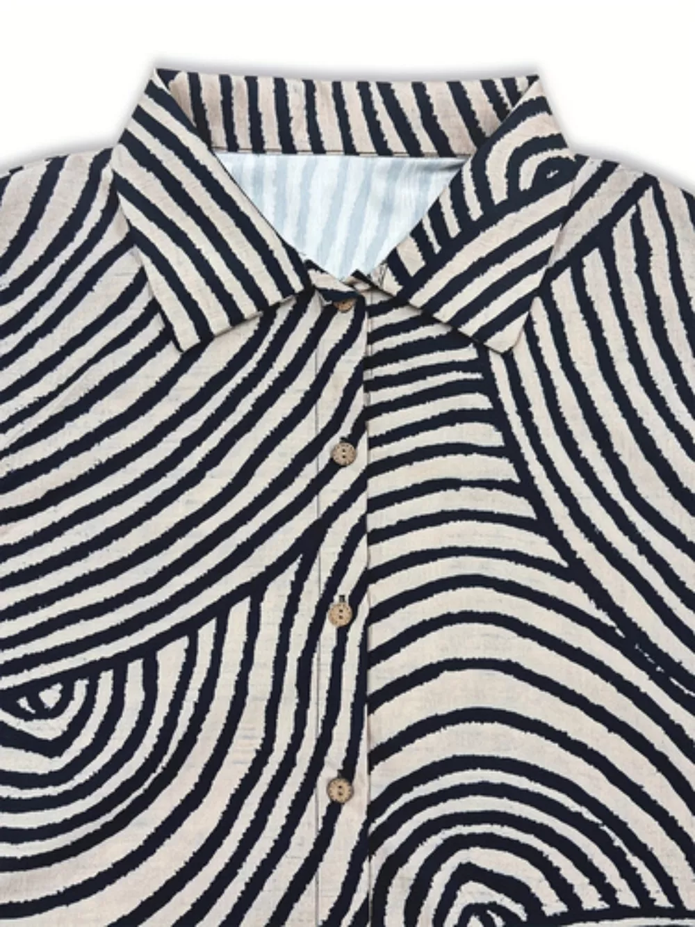Plus Size Abstract Zebra Print Button-Down Shirt, image 4