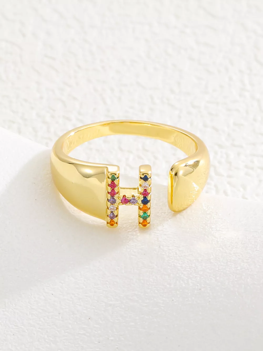 18K Gold-Plated Zircon Letter Ring, image 11