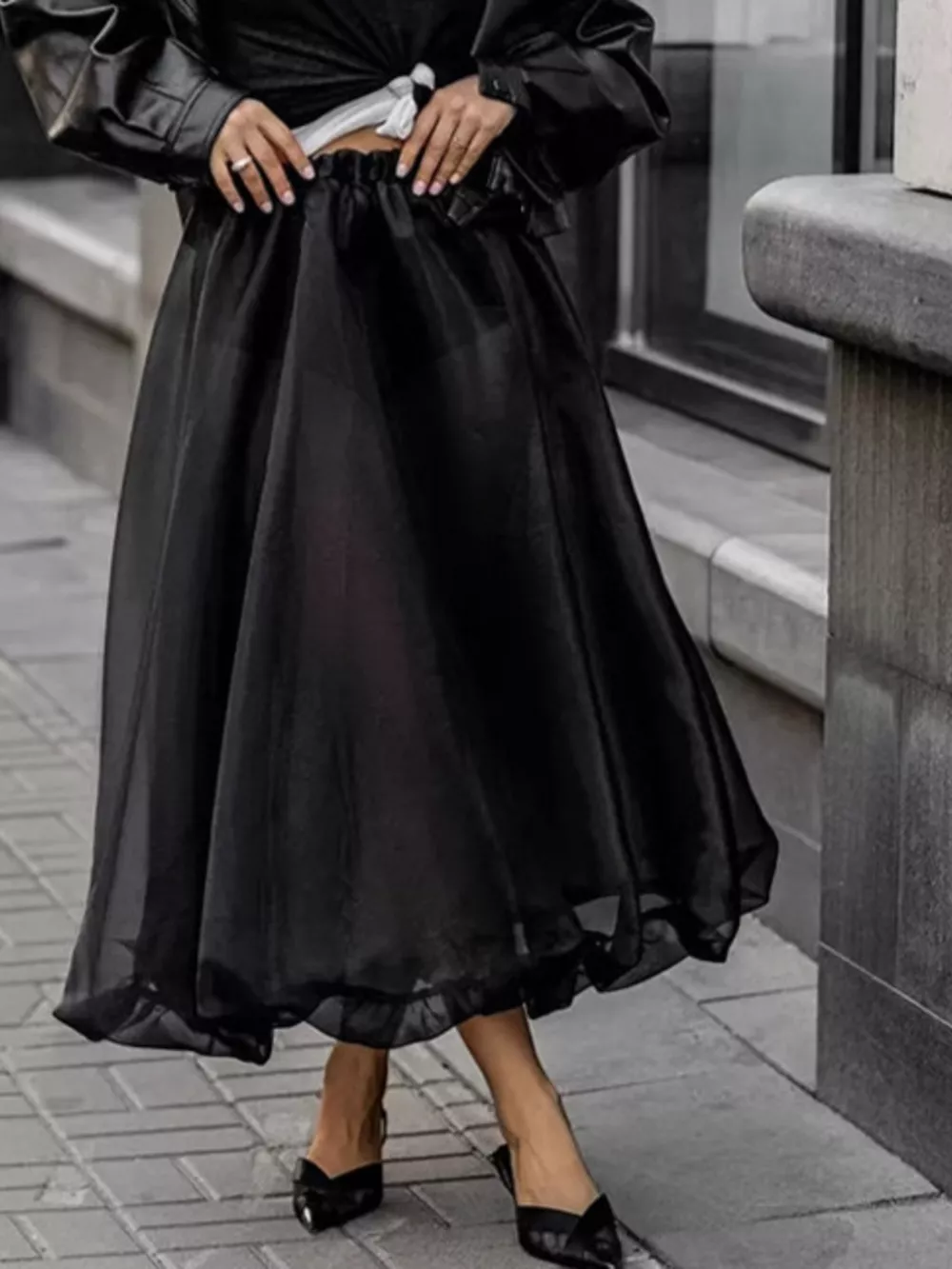 Elastic Waist Flowy Skirt, image 5