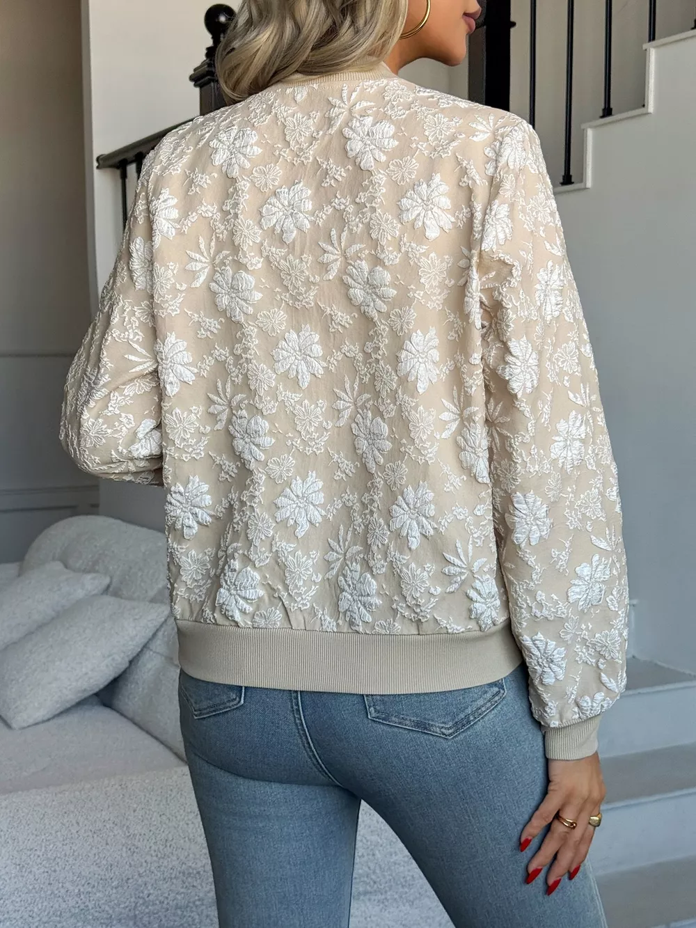 Floral Lightweight Zip Up Jacket, image 3