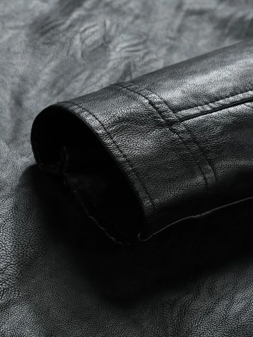 Men's Plus Size Zip Up Leather Moto Jacket, image 11