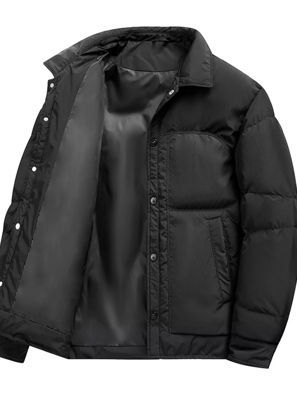 Men's Plus Size Snap Down Puffer Jacket