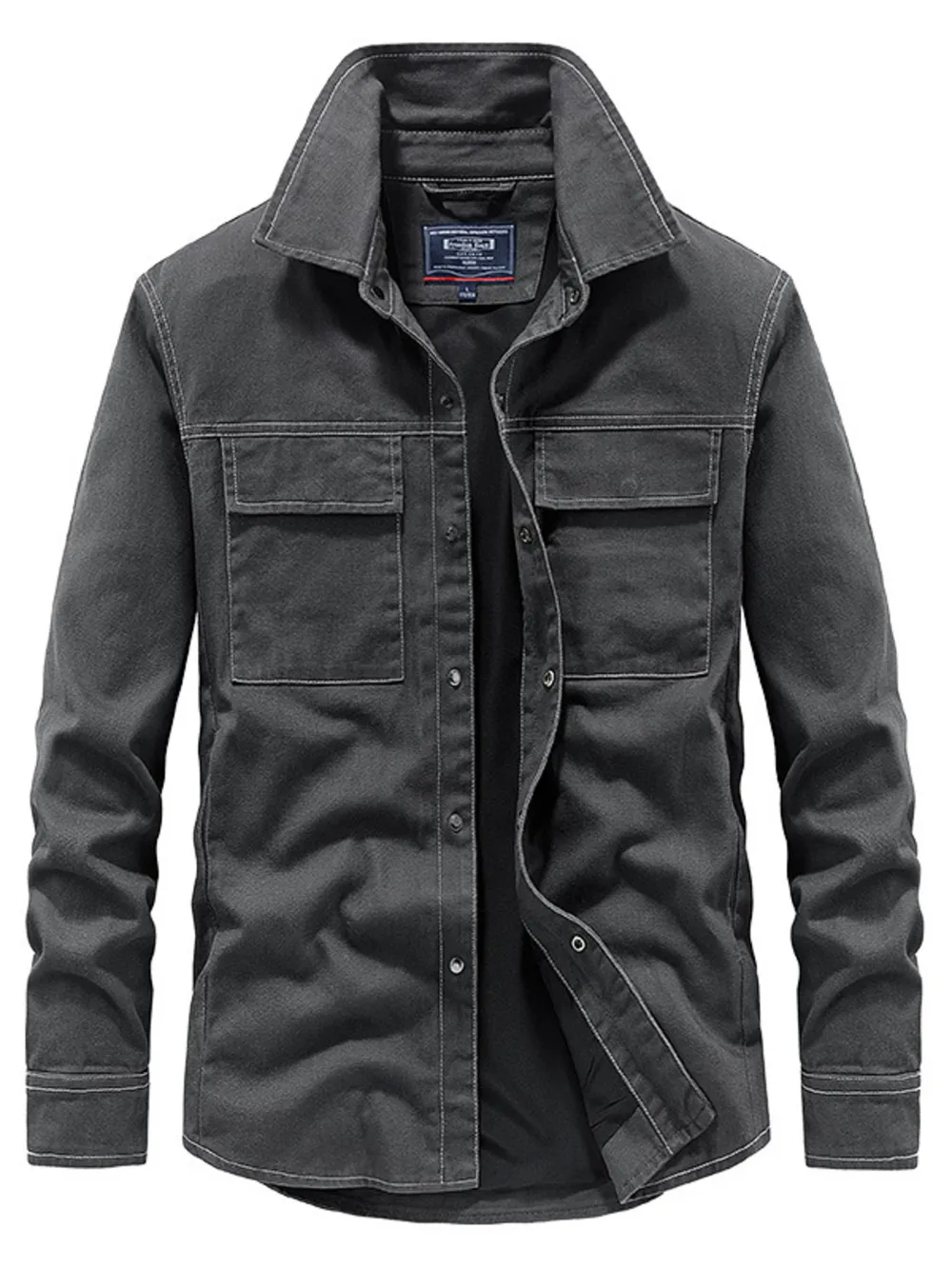 Men's Plus Size Button Up Long Sleeve Shirt, image 4