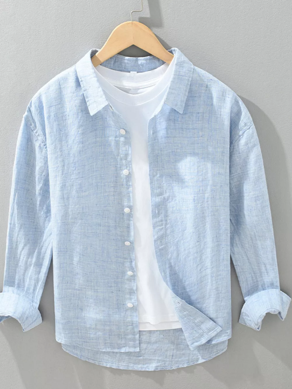 Men's Plus Size Button Up Long Sleeve Shirt, image 2