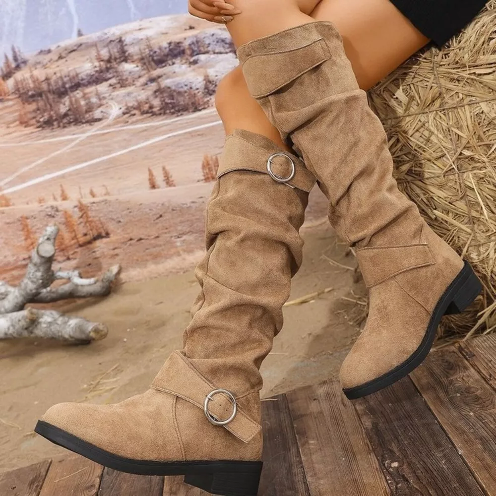 Block Heel Boots with Buckle Detail, image 6