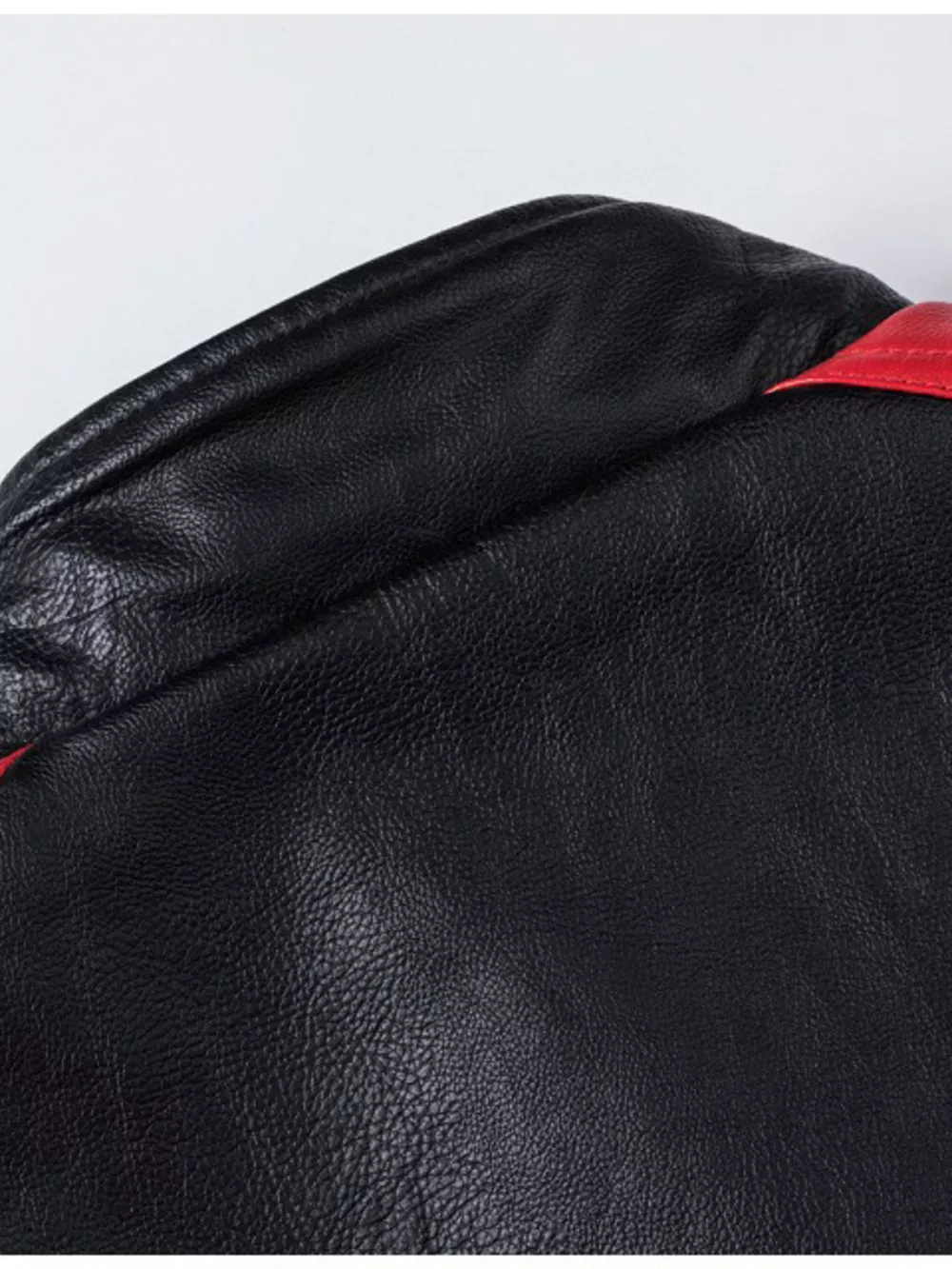 Men's Plus Size Two-Tone Slim Fit Motorcycle Leather Jacket, image 7