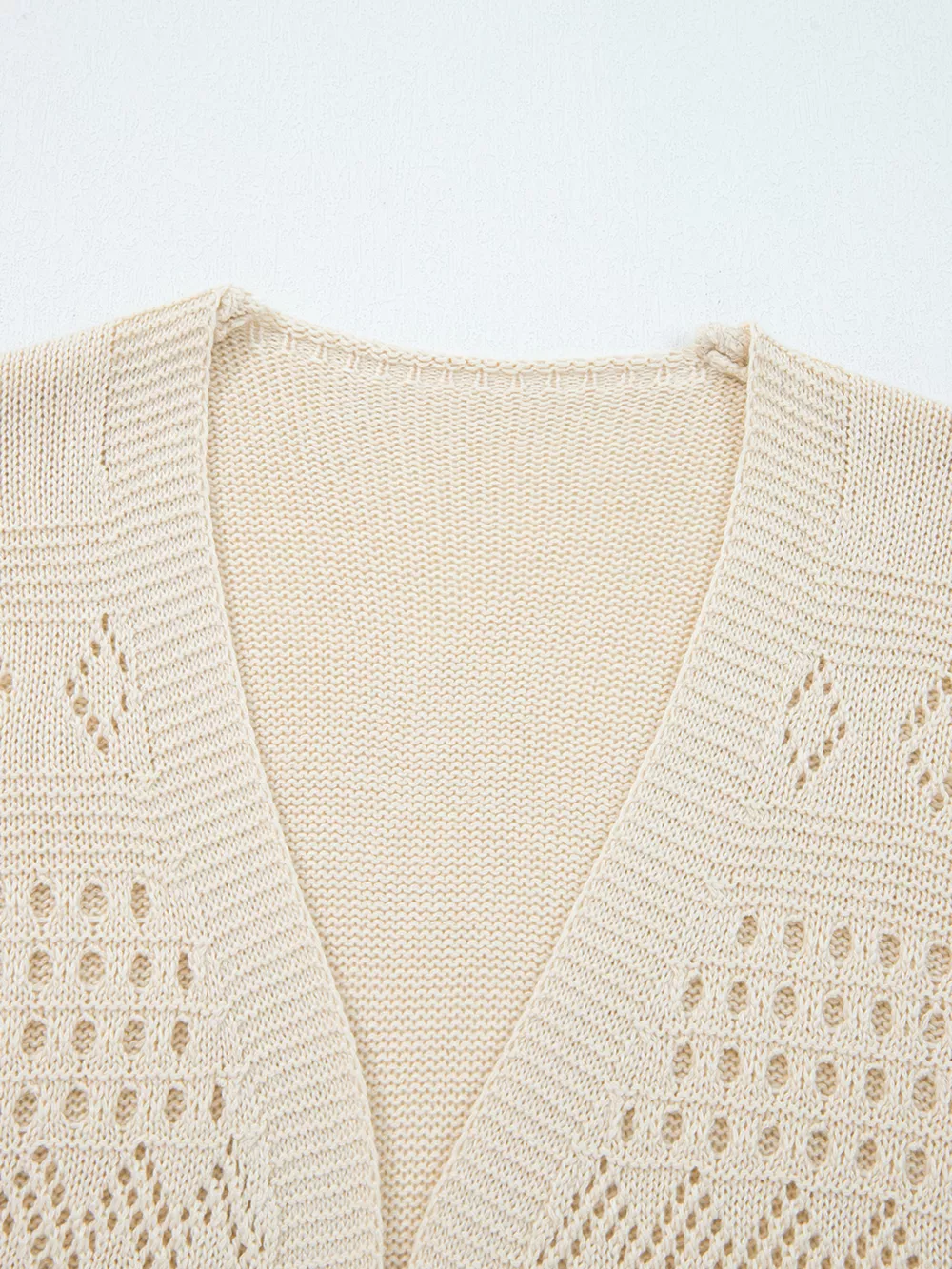 Hollowed Knit Open Front Cardigan, image 3