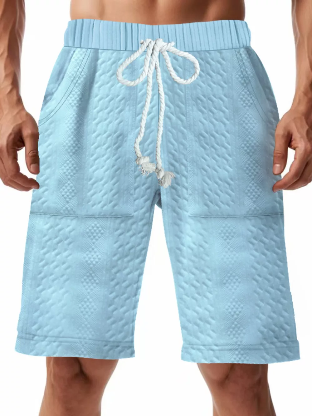 Men's Full Size Texture Drawstring Shorts Plus Size, image 2