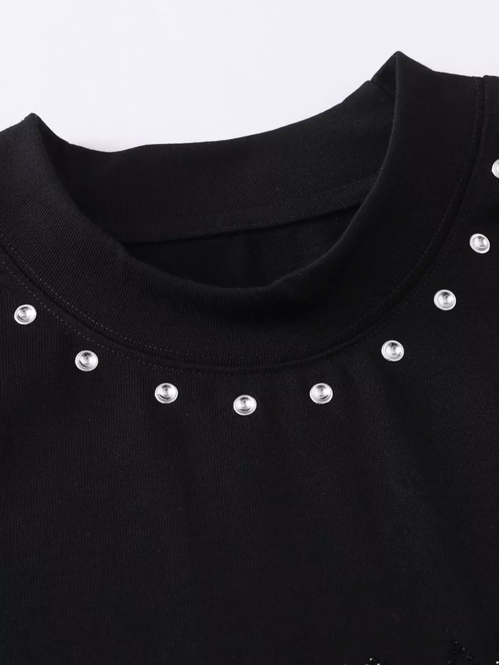 Men's Rhinestone Mock Neck T-Shirt, image 2