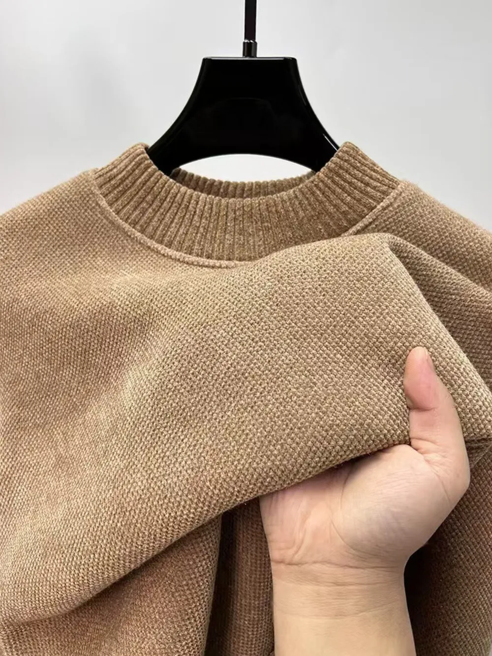 Men's Plus Size Ribbed Hem Long Sleeve Sweater, image 6
