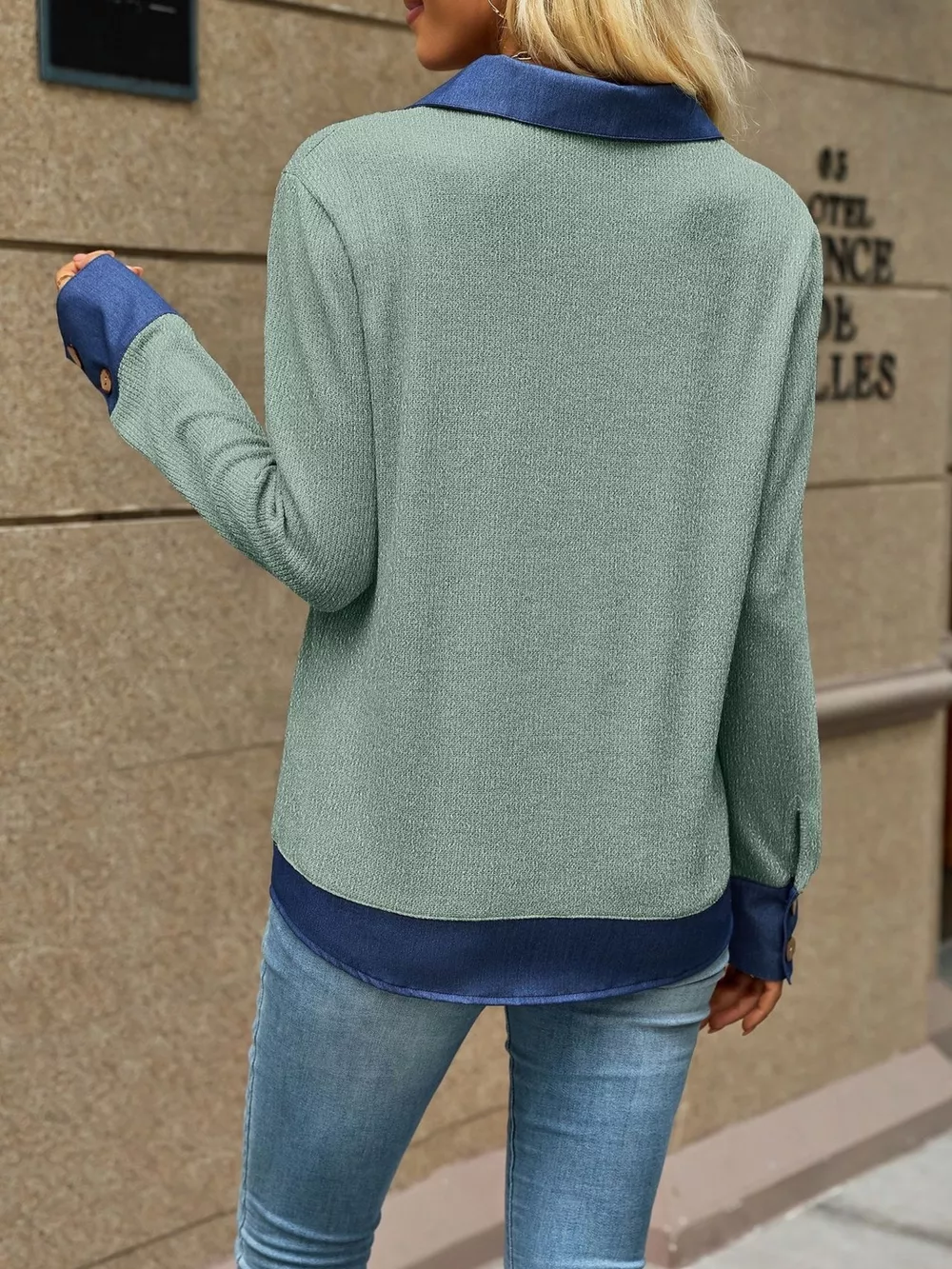 Decor Button Long Sleeve Sweatshirt, image 6