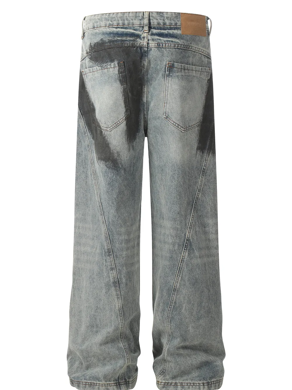 Men's Distressed Wide Leg Acid Wash Jeans, image 3