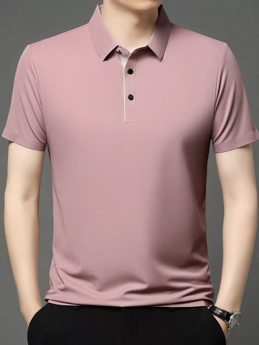 Men's Plus Size Button Detail Short Sleeve Polo, image 6