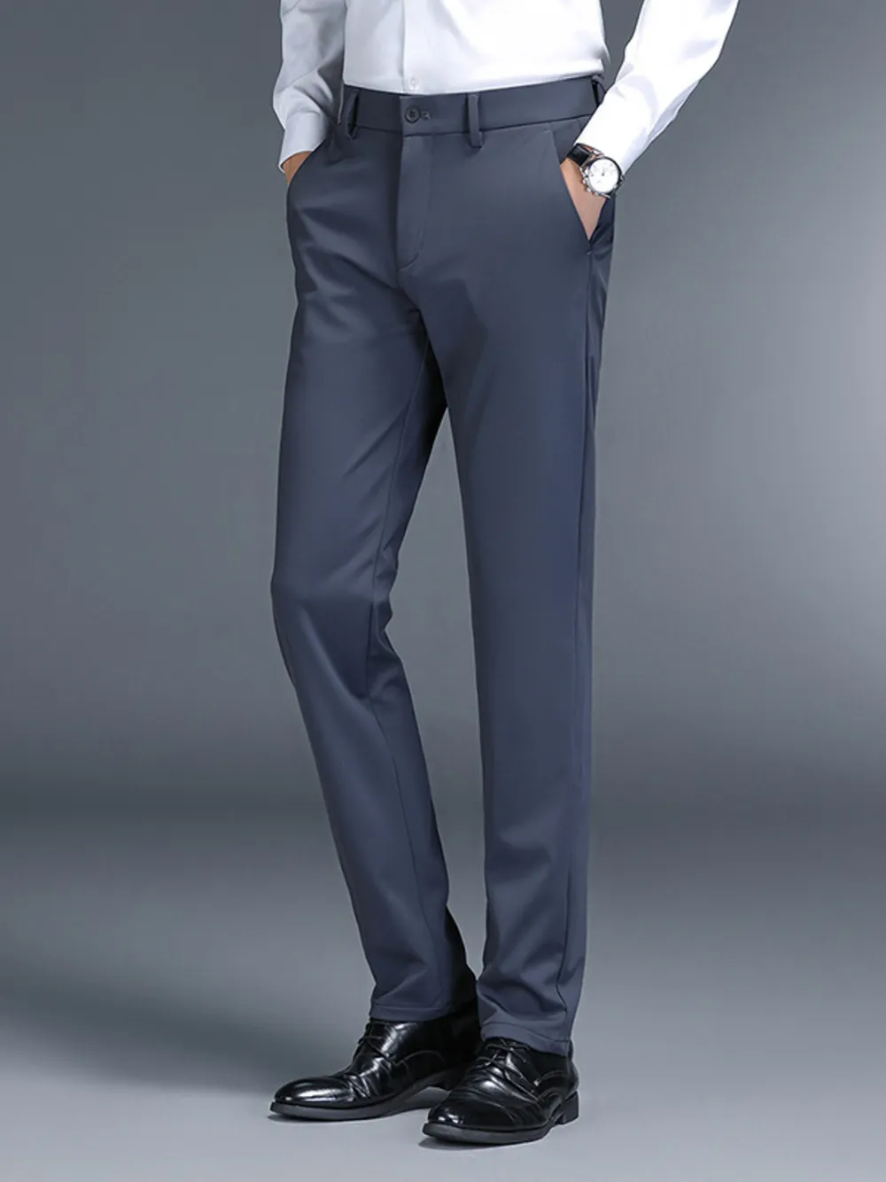 Men's Slim Fit Pants with Pockets, image 2