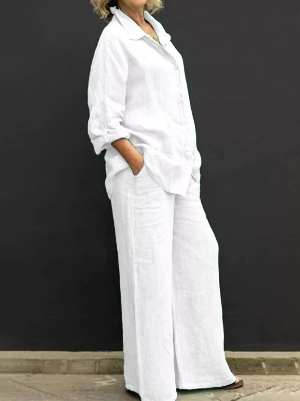 Full Size Long Sleeve Shirt and Pants Set Plus Size, image 9