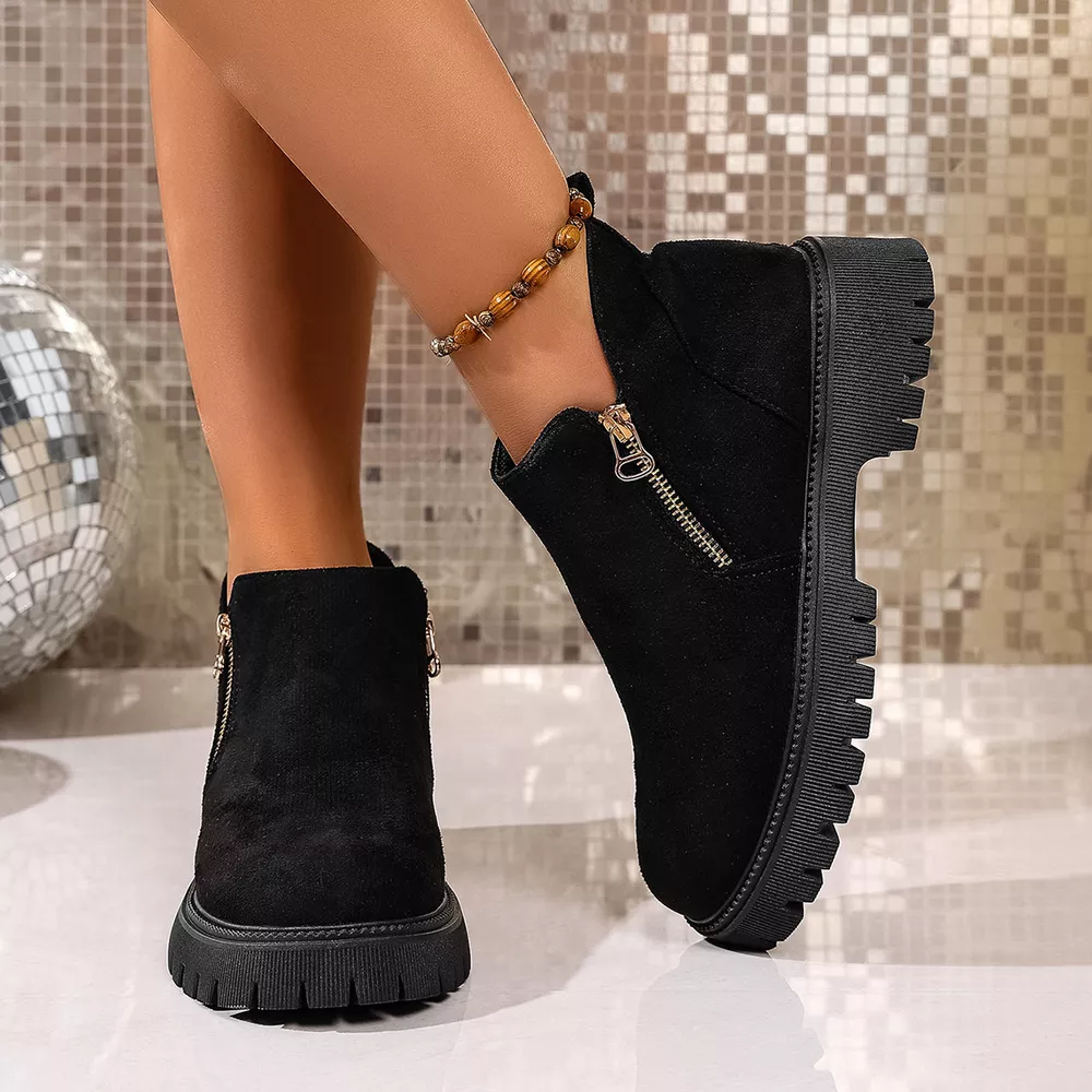 Round Toe Side Zip Ankle Boots, image 4