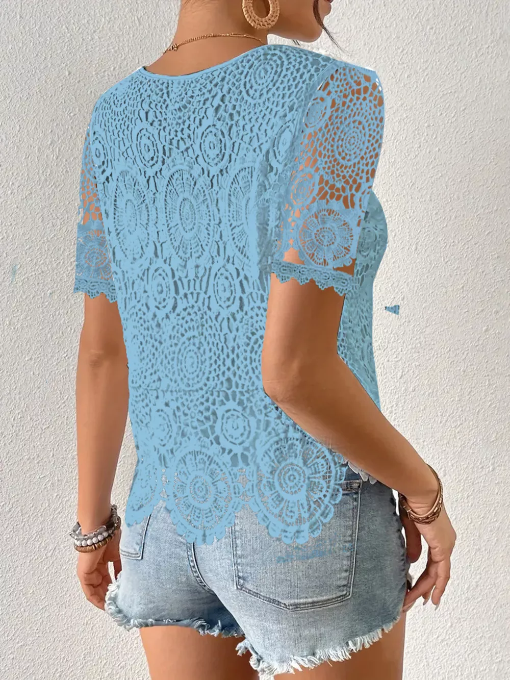 Lace Short Sleeve Blouse, image 12