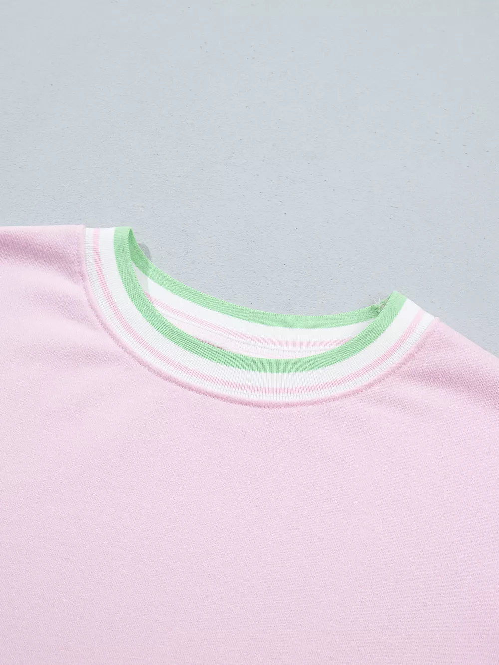 Contrast Striped Trim Baggy Pullover Sweatshirt, image 11
