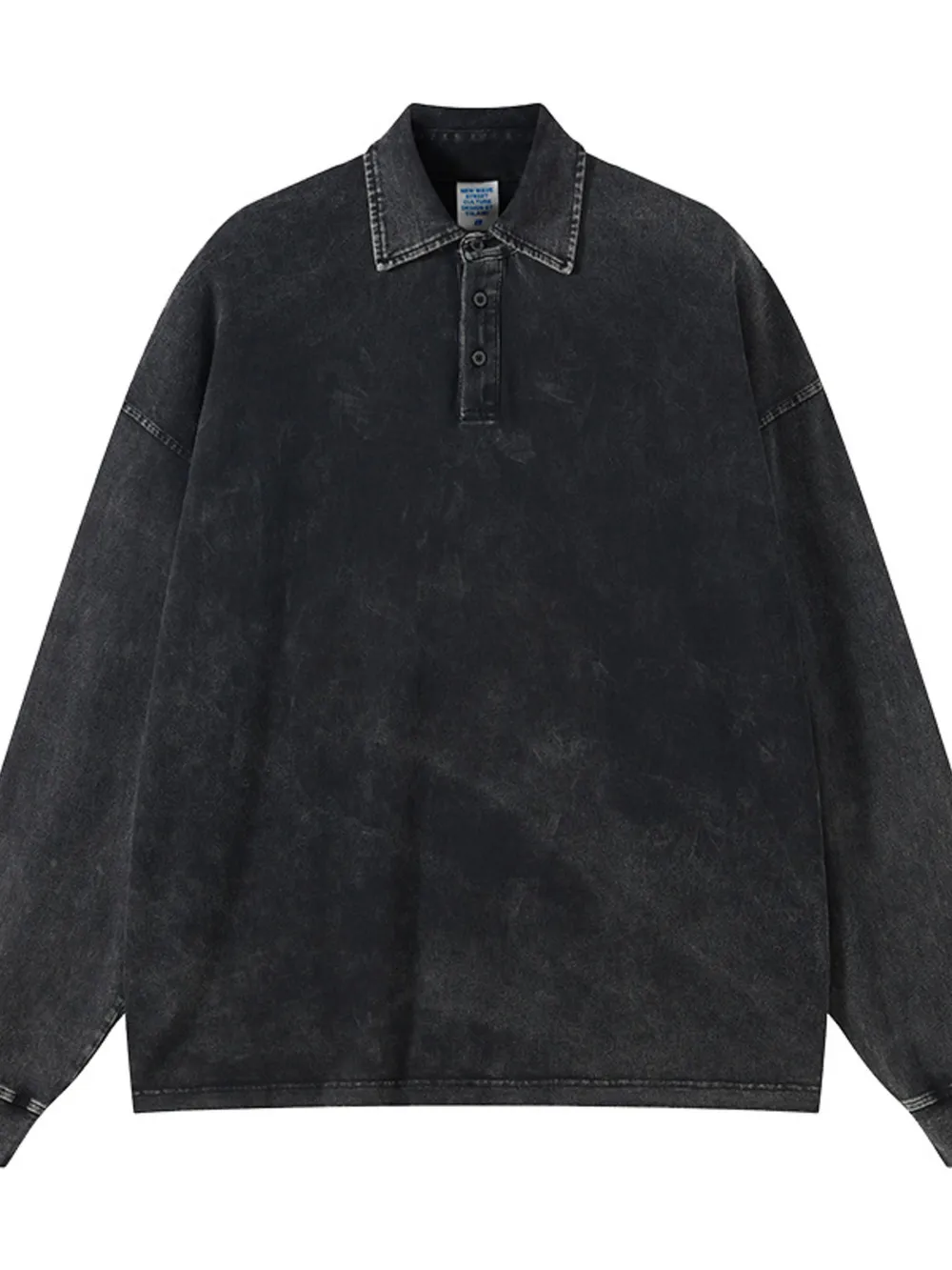 Men's Washed Long Sleeve Polo Shirt, image 3