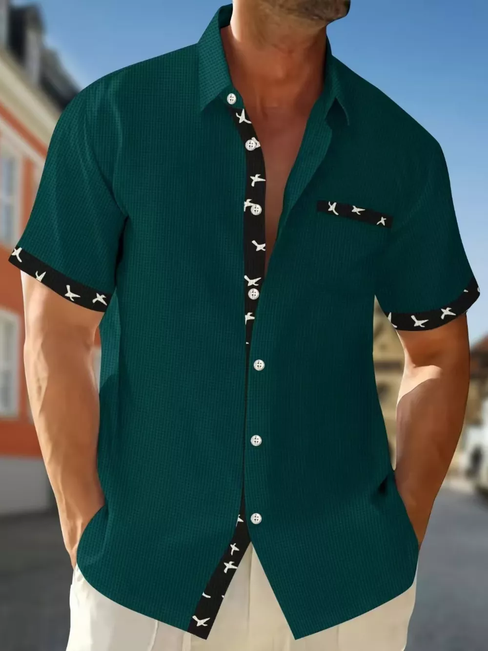 Men's Full Size Casual Button Up Short Sleeve Shirt Plus Size, image 4