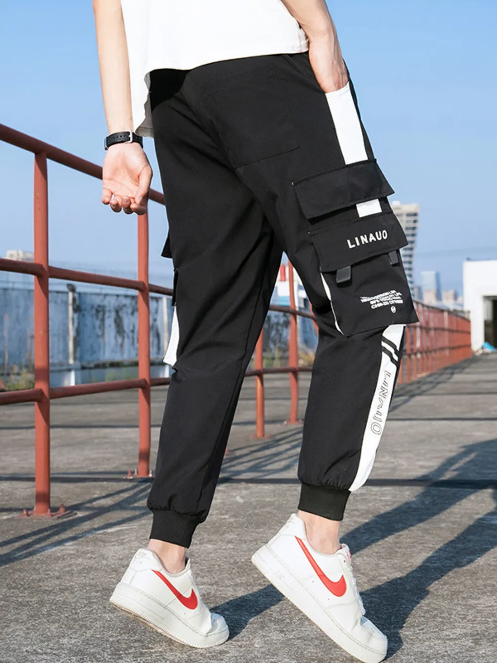 Men's Plus Size Casual Cargo Pants with Drawstring, image 6