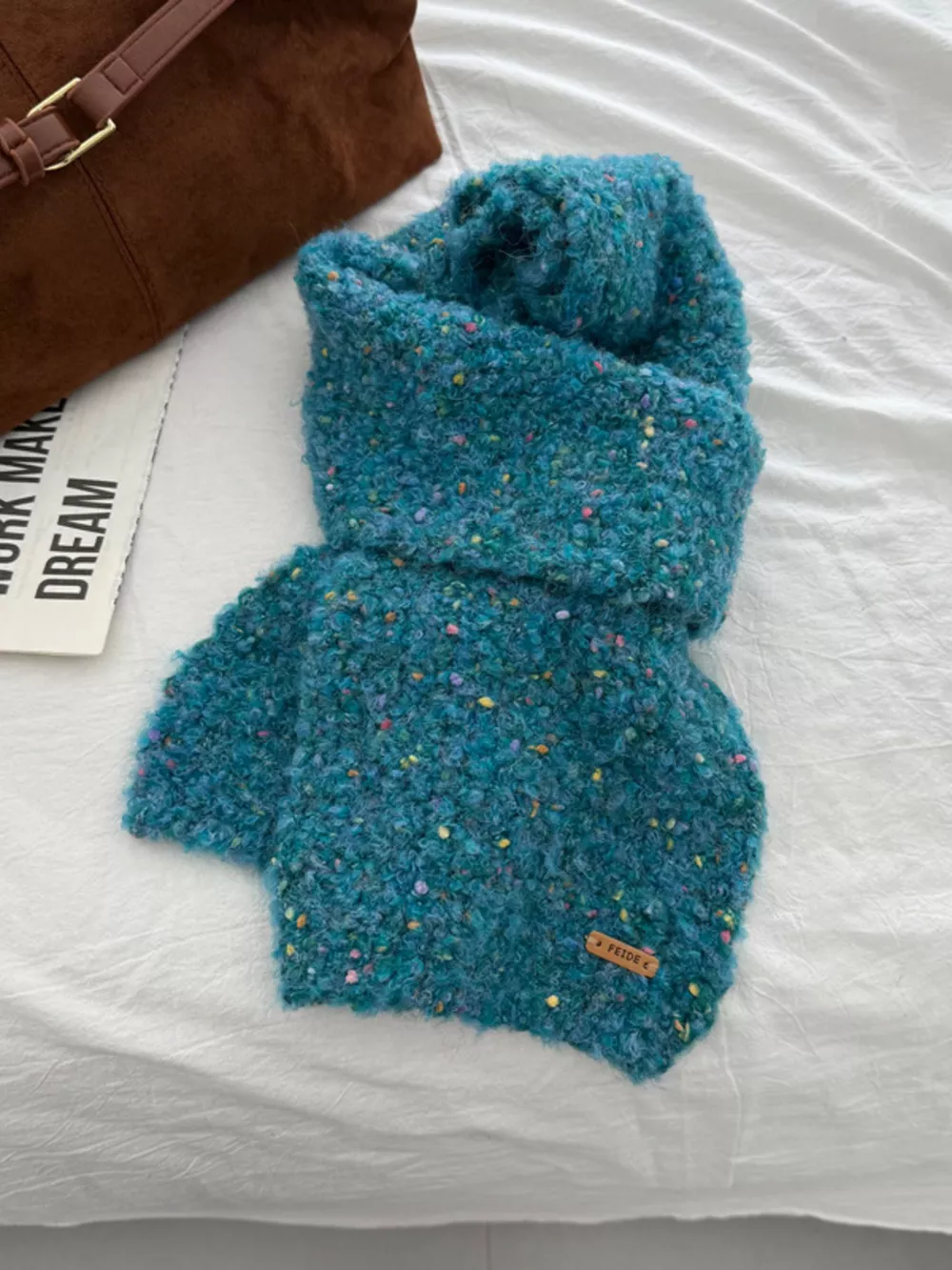 Cozy Knitted Multicolor Speckled Scarf, image 5