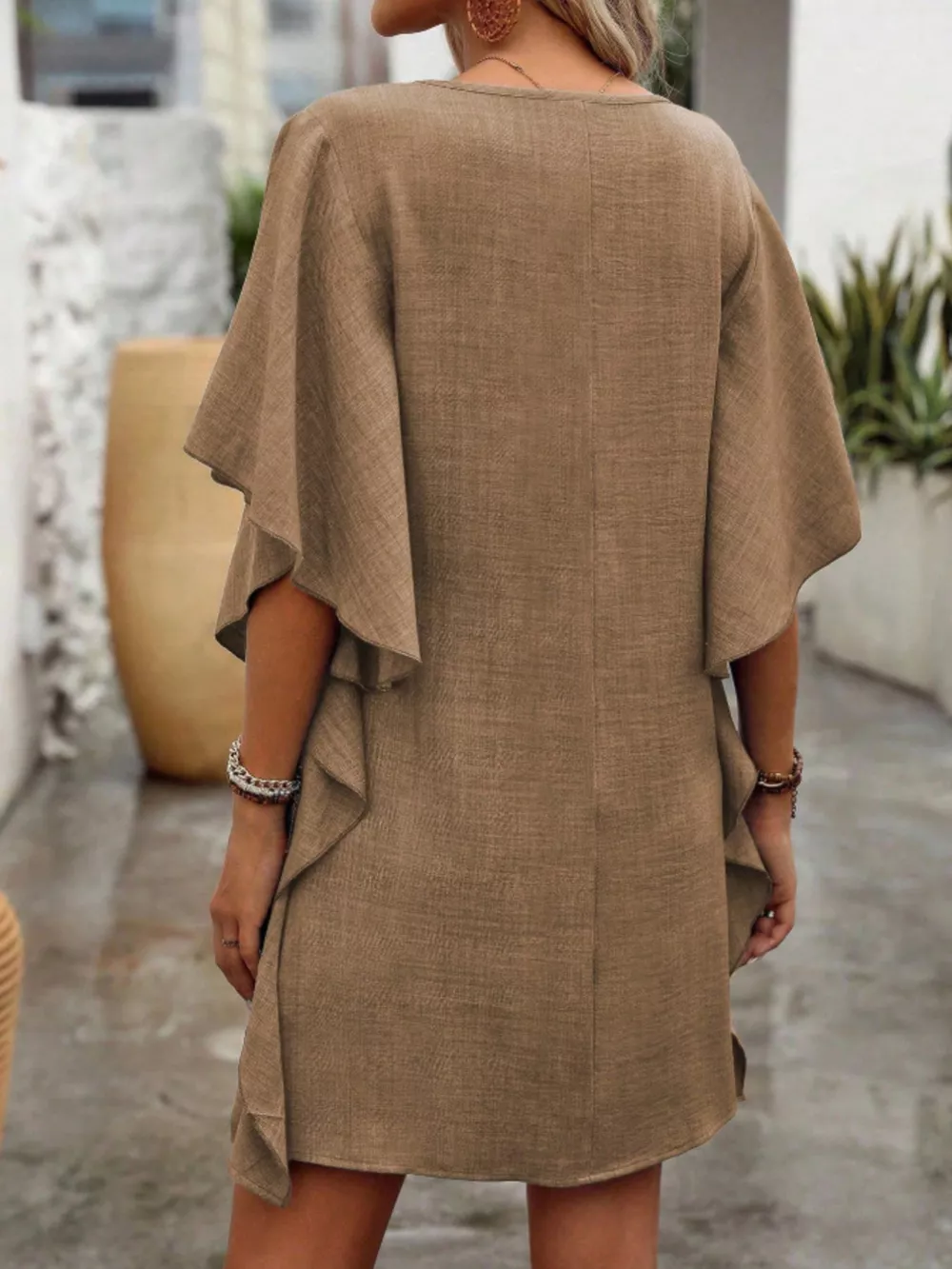 Flowy Sleeve V-Neck Casual Mini Dress, image 14