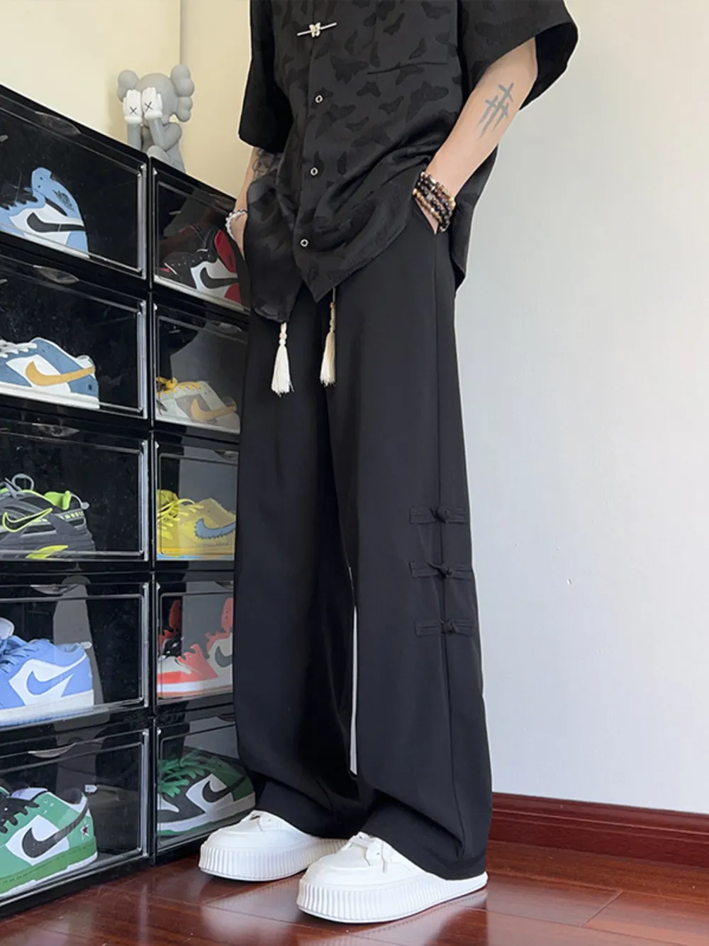 Men's Plus Size Drawstring Wide Leg Pants