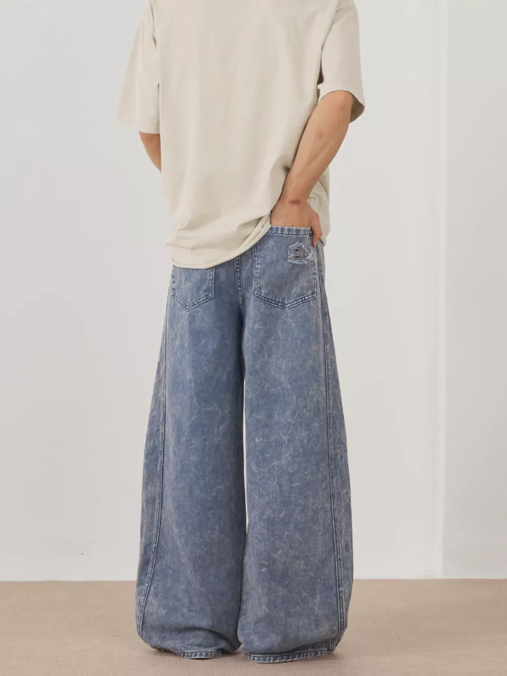 Men's Distressed Wide Leg Jeans, image 5