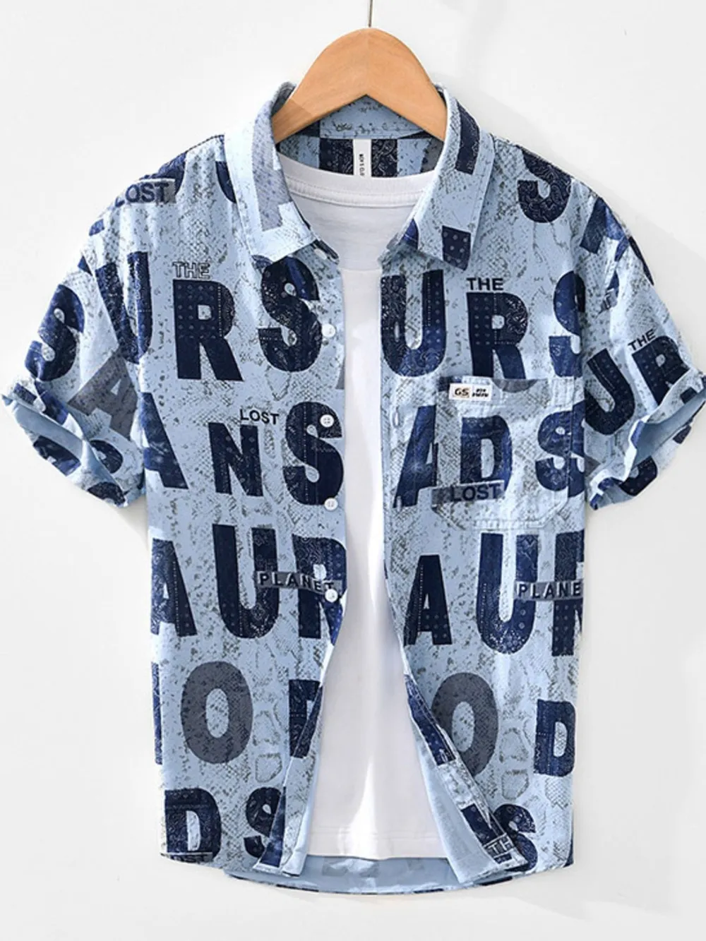 Men's Letter Print Short Sleeve Shirt