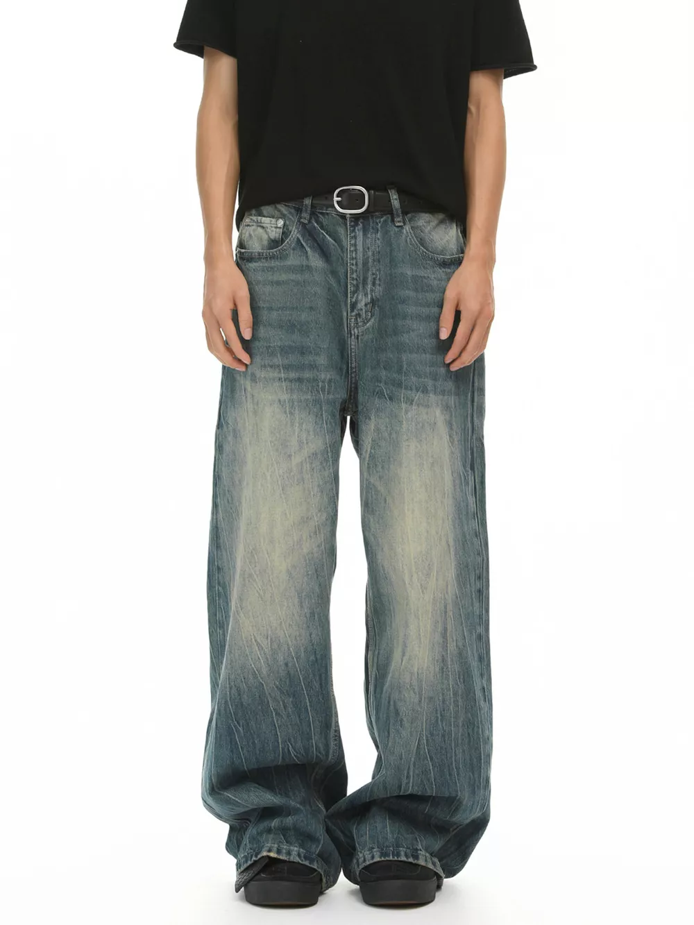 Men's Washed Wide Leg Jeans