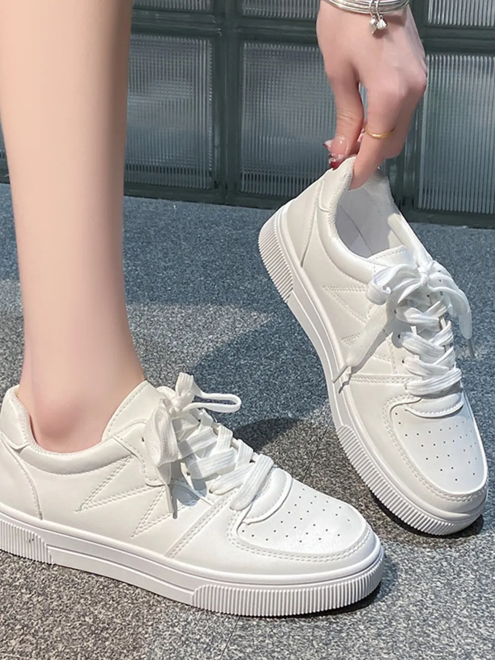 Lace Up Round Toe Sneakers, image 5