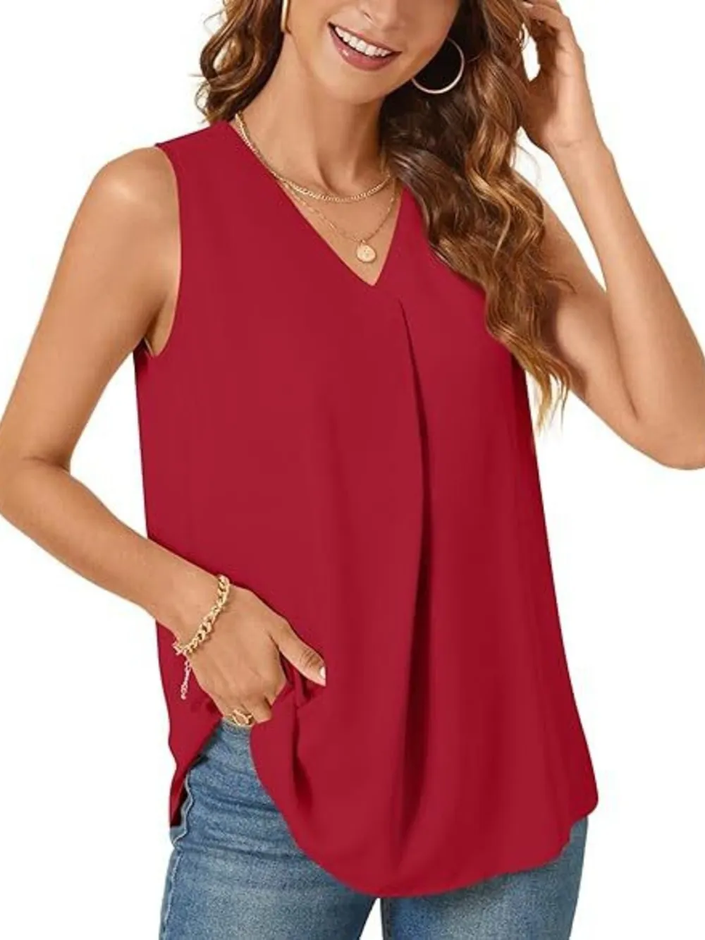 Full Size V-Neck Sleeveless Tank Top Plus Size, image 5
