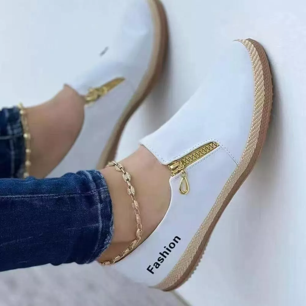 Zip Detail Round Toe Slip-Ons, image 6