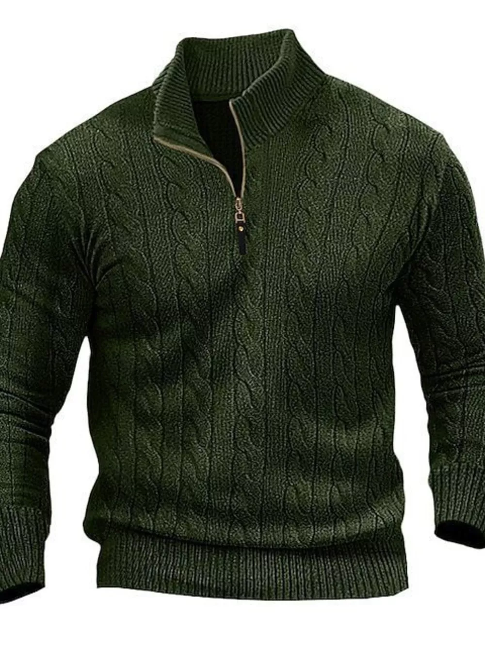 Men's Full Size Cable Knit Half-Zip Sweater Plus Size, image 5