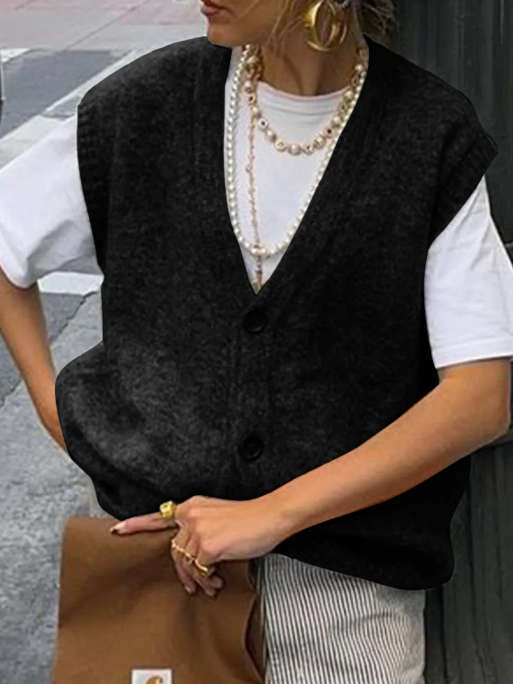 Button-Front Sweater Vest, image 11