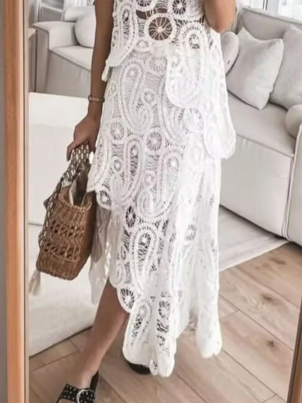 Crochet Sleeveless Tank and Skirt Set, image 11