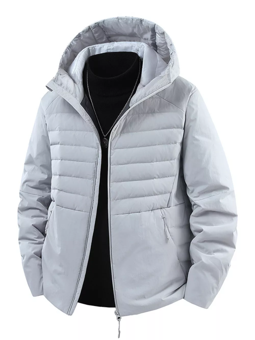 Men's Plus Size Lightweight Hooded Puffer Jacket, image 4