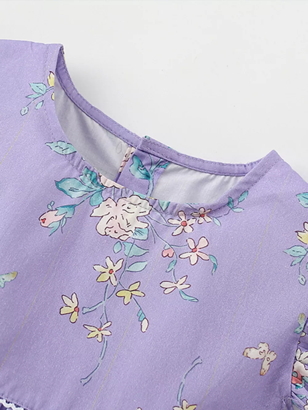 Children's Floral Print Ruffle Sleeve A-Line Dress, image 3