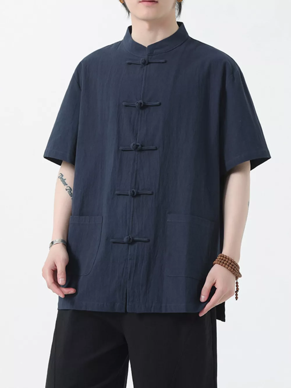 Men's Plus Size Chinese Style Short-Sleeve Shirt, image 7