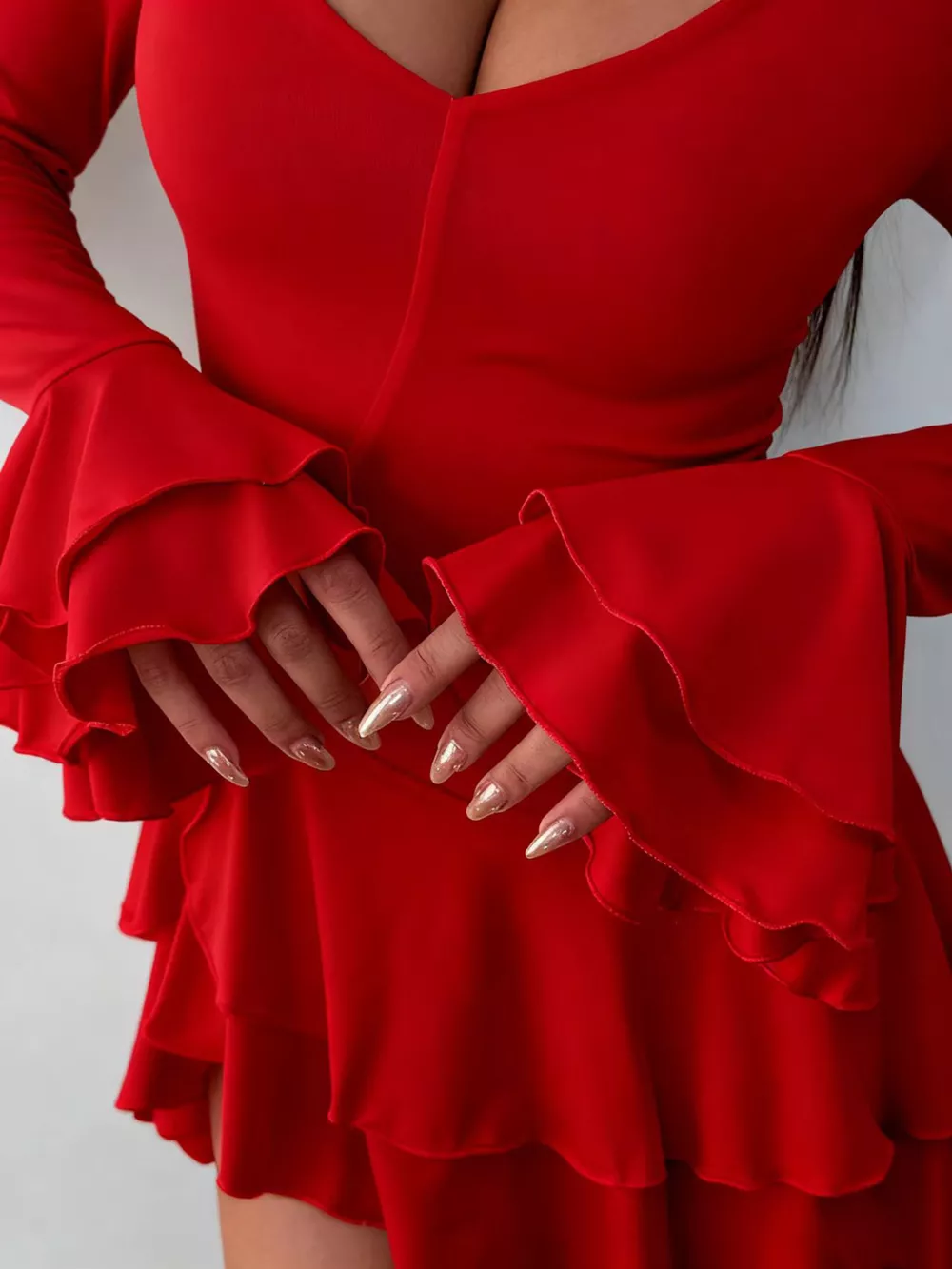 Ruffle Hem Flounce Sleeve Mini Dress, image 7